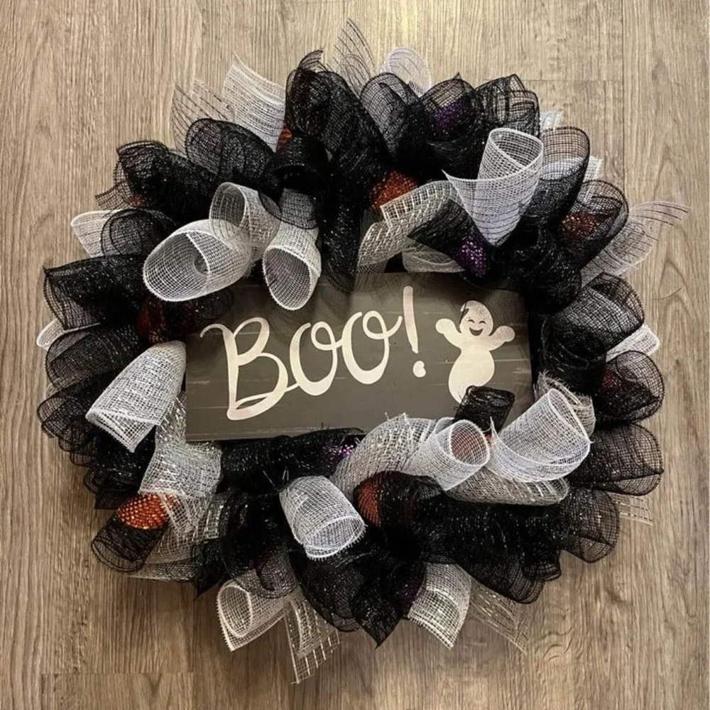Handmade Wreath! Halloween Theme! Boo!